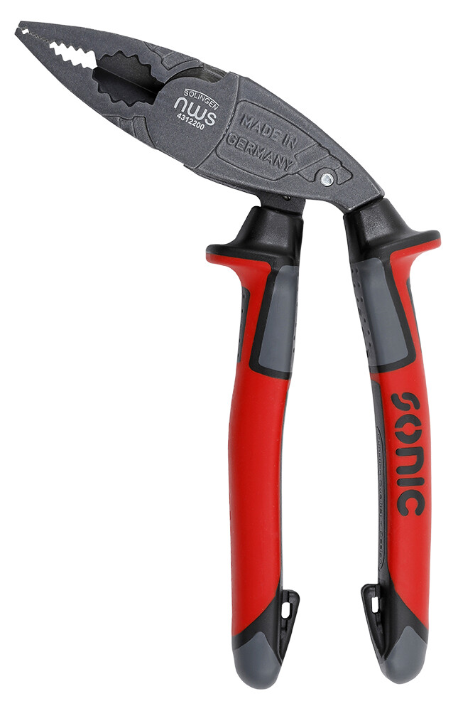 Heavy-duty combination pliers with bent flat nose 8“ (4312200, SONIC)