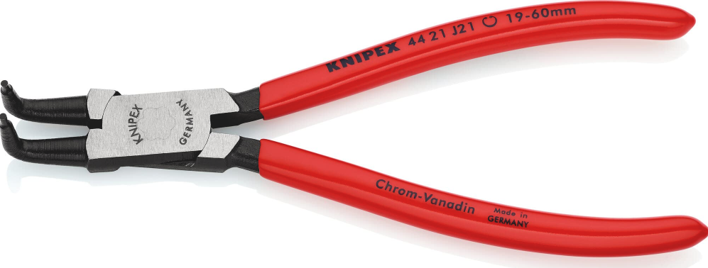 Replės vidiniams fiksavimo žiedams lenktos 90° 19-60mm (44 21 J21, KNIPEX)