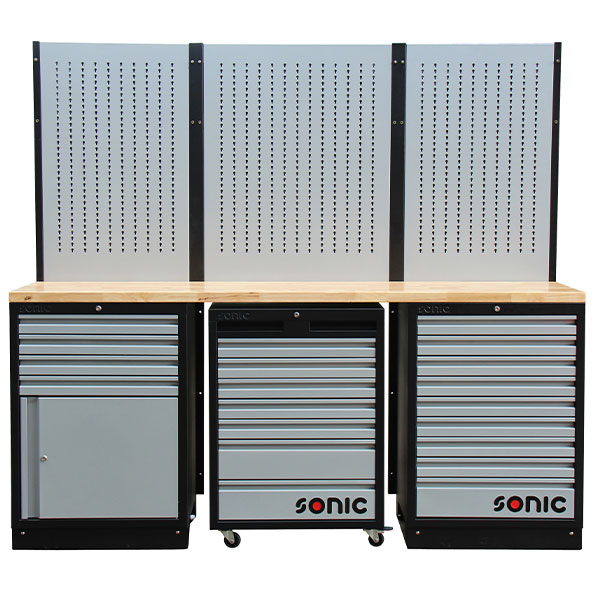 Workbench with wooden top and back panel (4731514, SONIC)