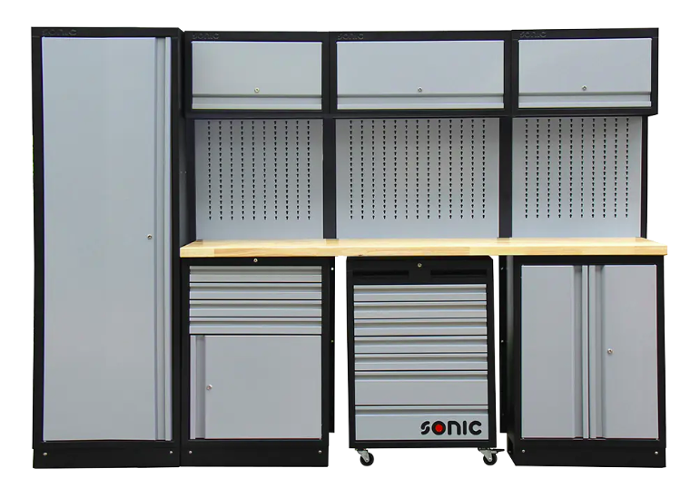 Tool cabinet set with wooden worktop (4731517, SONIC)
