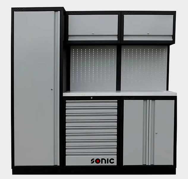 Tool cabinet set with stainless steel worktop (4732196, SONIC)