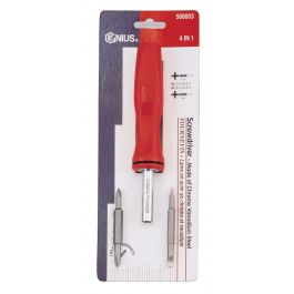 Handle with 4-piece screwdriver bit set (508003, GENIUS)