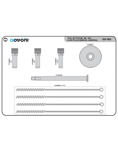 Glow plug removal kit M8-M9-M10 (GO453, GOVONI)