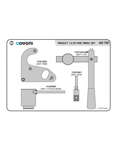 Timing tool set suitable for renault, nissan - 1.6 diesel engines (GO709, GOVONI)