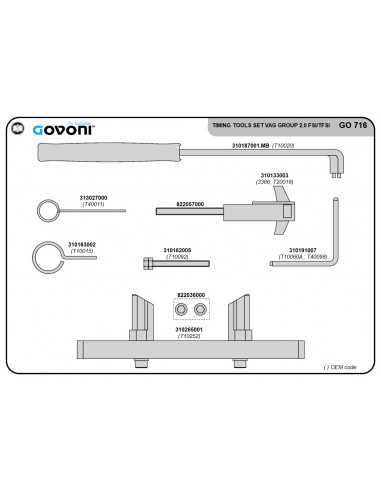 Timing tool set suitable for vw group - 2.0 petrol engines (GO716, GOVONI)
