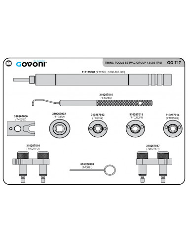 Timing tool set for VW Group 1.8 and 2.0 petrol engines (GO717, GOVONI)