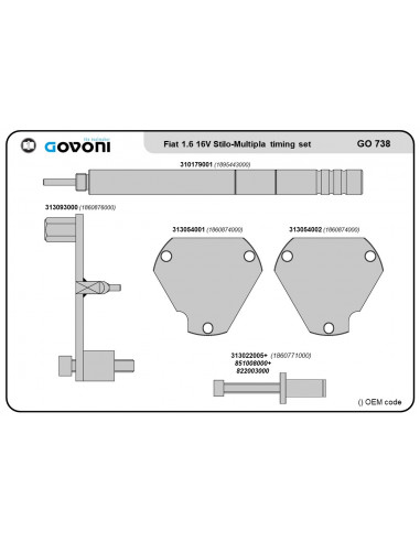 Timing tool set suitable for fca group - 1.6 petrol engines (GO738, GOVONI)
