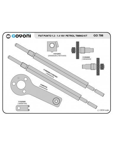 Paskirstymo fazių įrankių rinkinys FCA 1.2, 1.4 benzininiams varikliams (GO786, GOVONI)