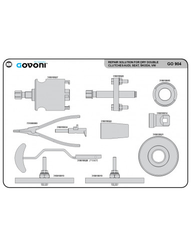 DSG clutch tool set, upgraded range (GO904, GOVONI)