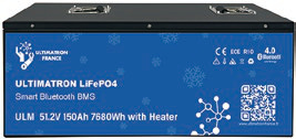 Ličio akumuliatorius LiFePO4 51,2 V 150 Ah su Bluetooth, išmaniuoju BMS ir šildymu (ULM-48-150H, ULTIMATRON)