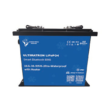 Golf cart lithium battery LiFePO4 38.4 V 105 Ah, 300 A, with Bluetooth, smart BMS and heater, IP67 (ULG-36-105H-ULTRA, ULTIMATRON)