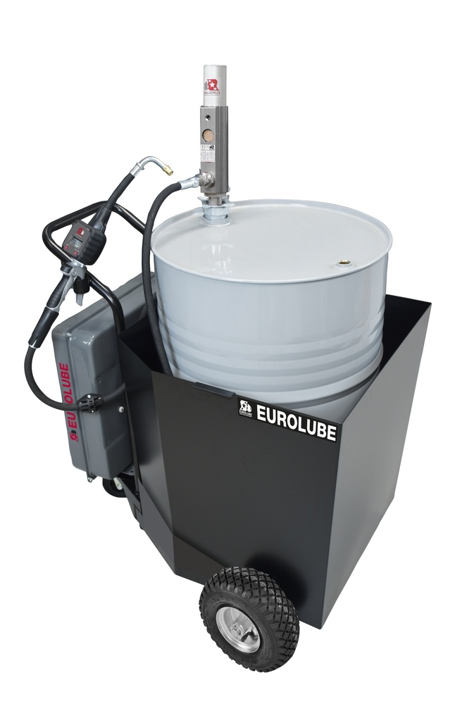 Mobile oil dispenser, HD, 208 l with safety trolley (137-61, EUROLUBE)