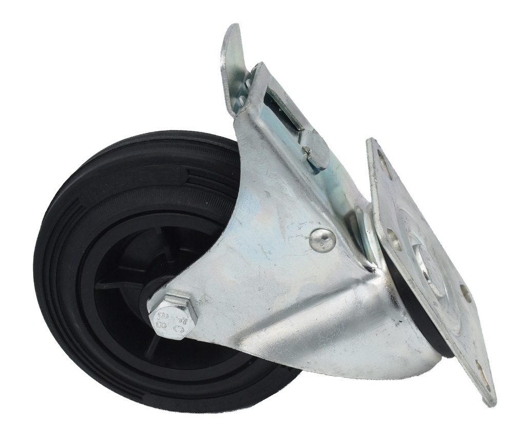 Castor wheel with brake Ø100 mm, swivelling, mounting plate with 4 holes (2027202, EUROLUBE)