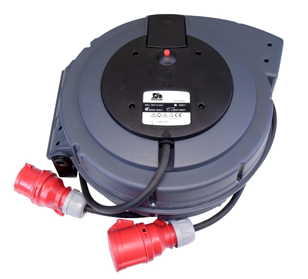 Electric cable reel 400 V AC, 20 m (55030, EUROLUBE)