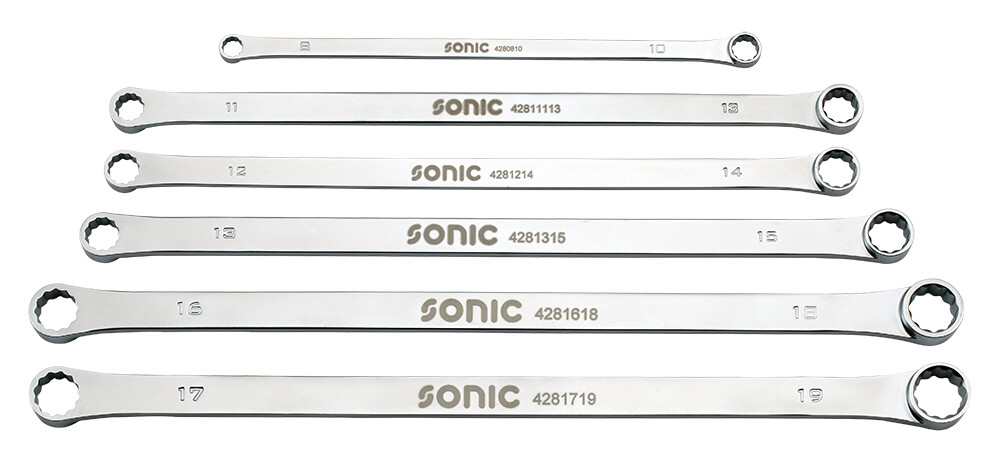Ypač ilgas dvigubo žiedo Įrankių komplektas į vežimėlius maišelyje 6 vnt (600610, SONIC)