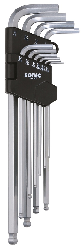 Angled long inch ball-end hex key set 10pcs (601003, SONIC)