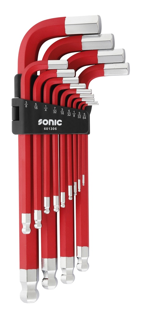 Lenktų šešiakampių raktų rinkinys SAE su magnetu 13 vnt (601306, SONIC)