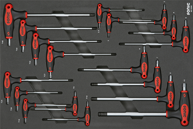 Šešiakampių raktų komplektas į vežimėlius, 18vnt., 601806, SONIC 