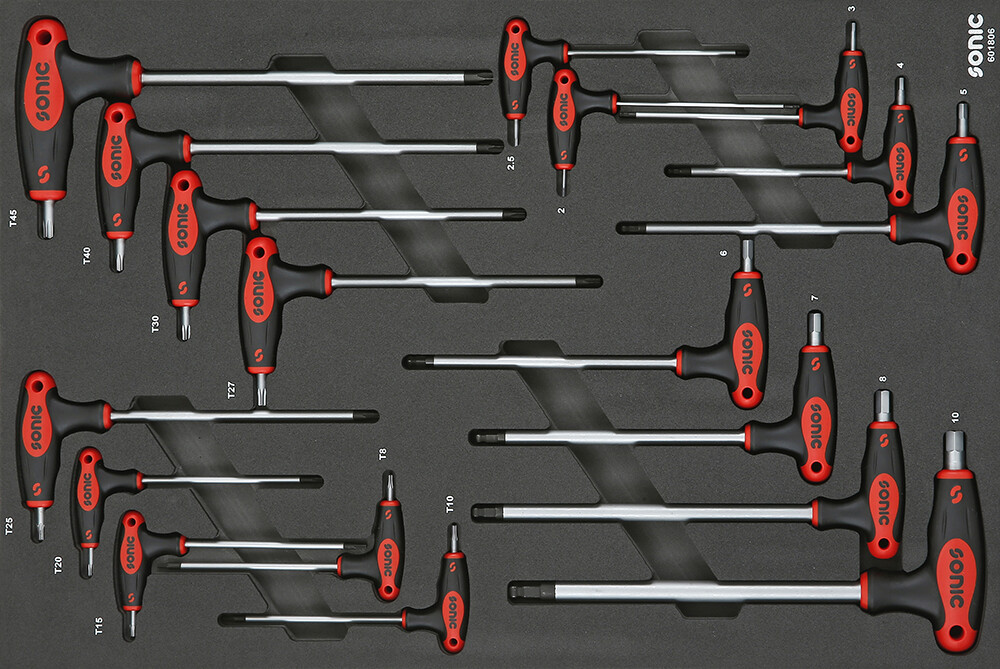Hex and TX key set for tool trolleys, 18-pcs (601806, SONIC)