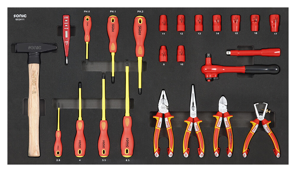 VDE electrician tool set, 24 pcs (602411, SONIC)
