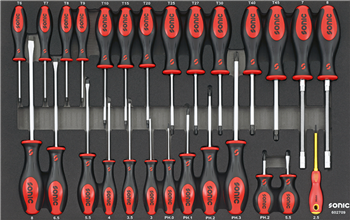 Įrankių komplektas į vežimėlį ATSUKTUVAI (27 vnt) 602709 Sonic equipment