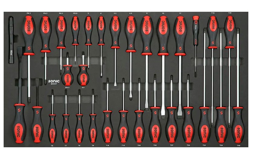 Įrankių komplektas į vežimėlius, 32 vnt., 603207, SONIC EQUIPMENT 