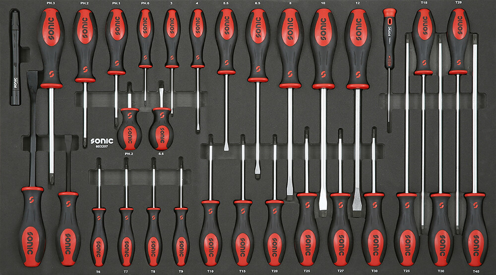 Įrankių komplektas į vežimėlius, 32 vnt., Sonic Equipment (603207, SONIC)