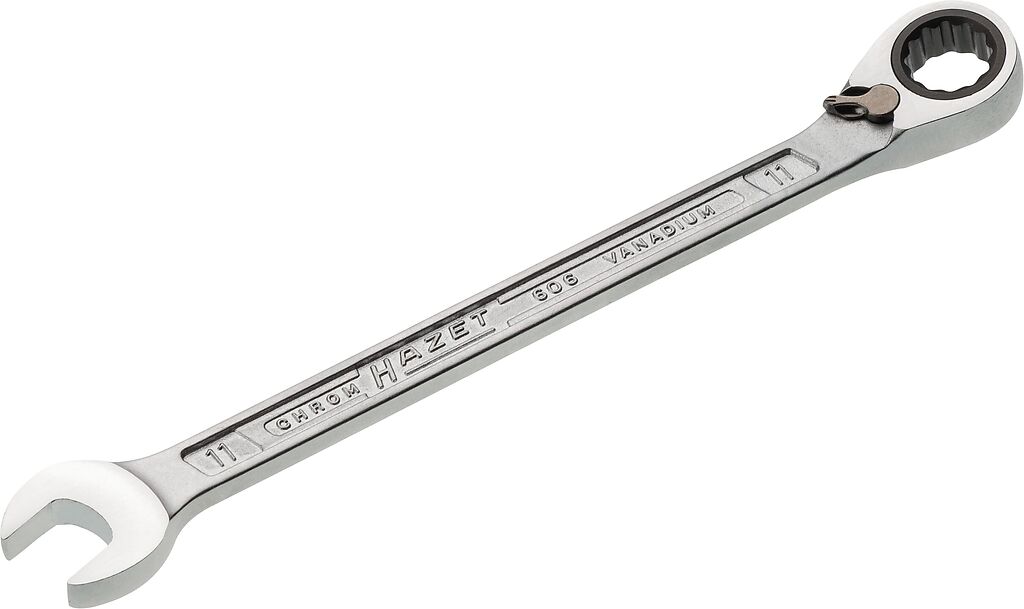 Ratcheting combination wrench - Outside 12-point traction profile (606-11, HAZET)