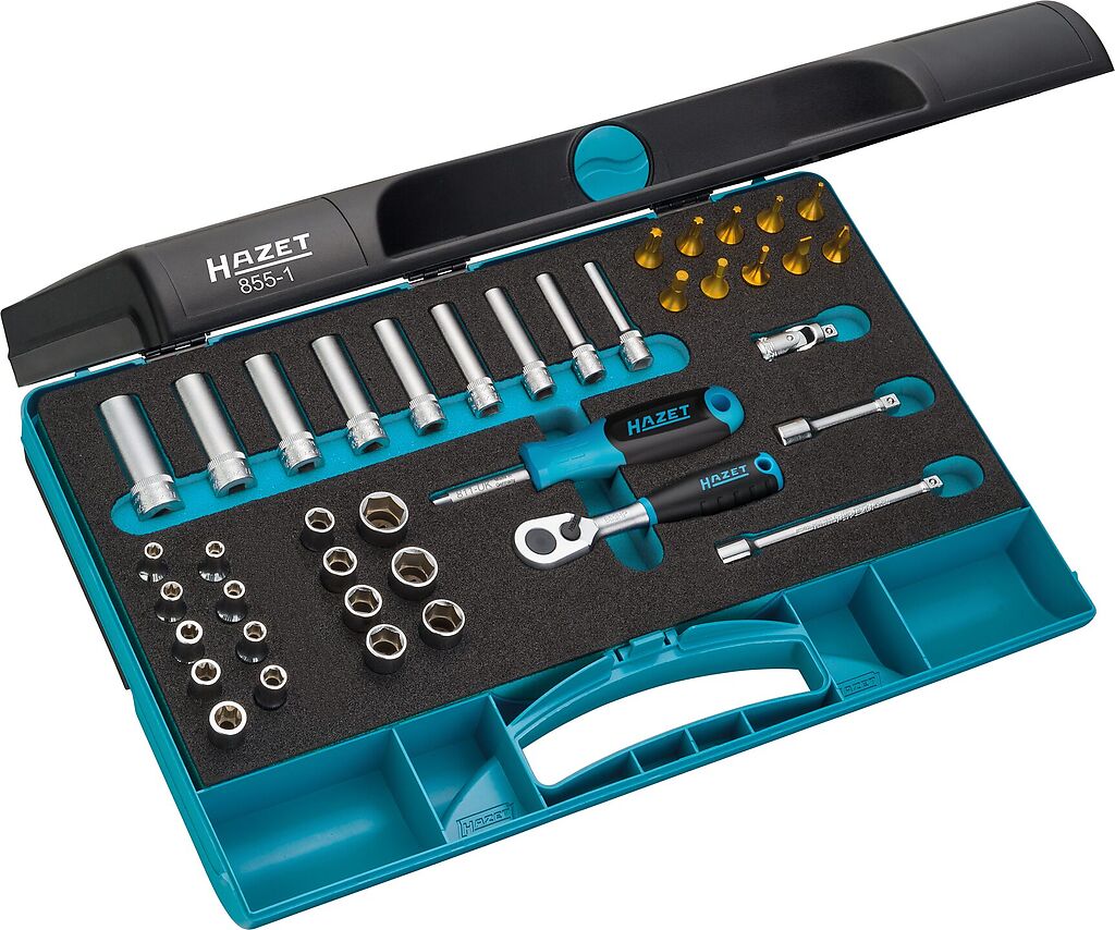 Socket set - 1/4 inch (6.3 mm) square, hollow (855-1, HAZET)