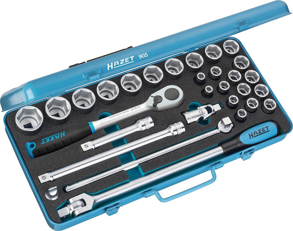 Socket set - 1/2 inch (12.5 mm) square, hollow (905, HAZET)