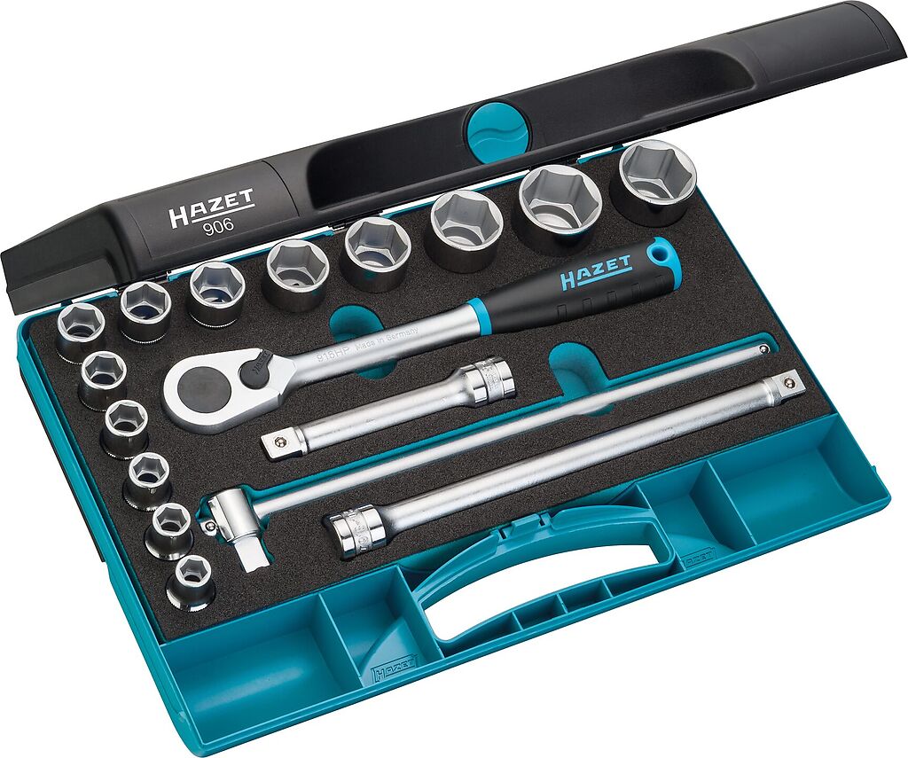 Socket set - 1/2 inch (12.5 mm) square, hollow (906, HAZET)