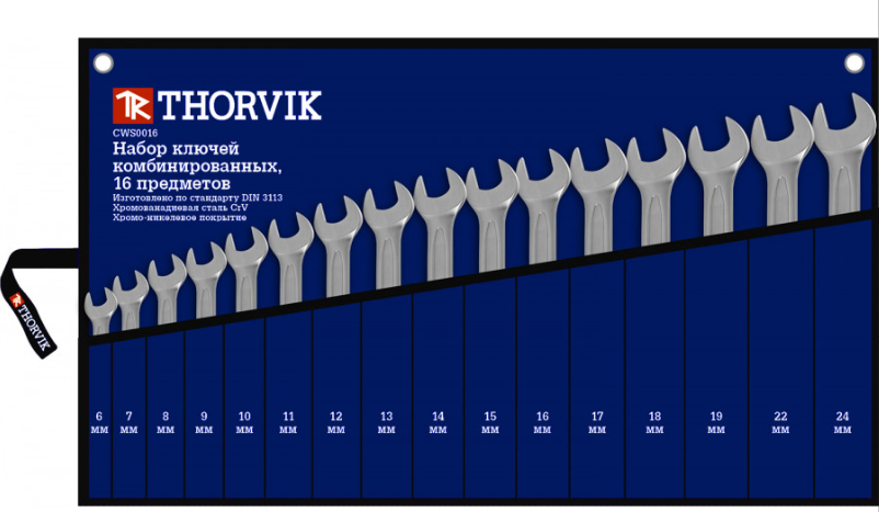Combination wrench set 6-24 mm, 16 pcs (CWS0016, THORVIK)