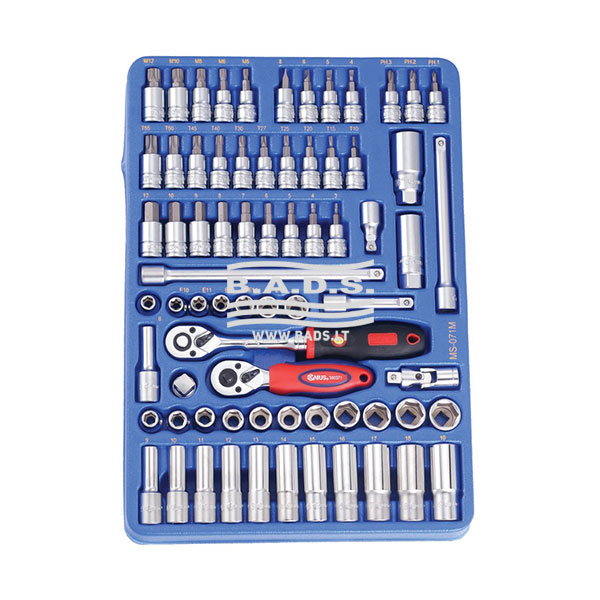 Įrankių komplektas į vežimėlį (71vnt) Genius tools (MS-071M, GENIUS)