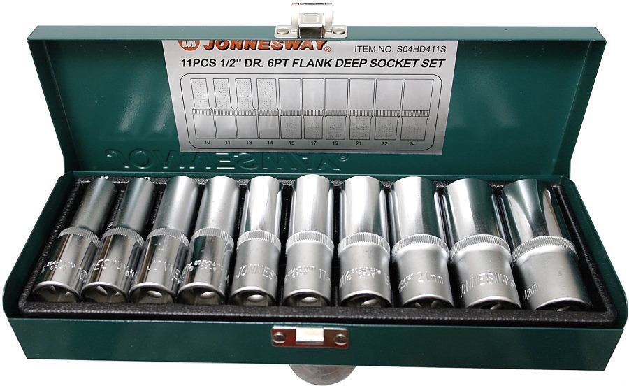 11PCS 1/2"DR. 6PT FLANK DEEP SOCKET SET (S04HD411S, PRIDE)