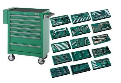 ĮRANKIŲ SPINTELĖ SU ĮRANKIAIS, SU RATUKAIS, 300VNT.