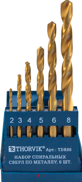 Metal drill bit set HSS TiN, 6 pcs (TDBS6, THORVIK)