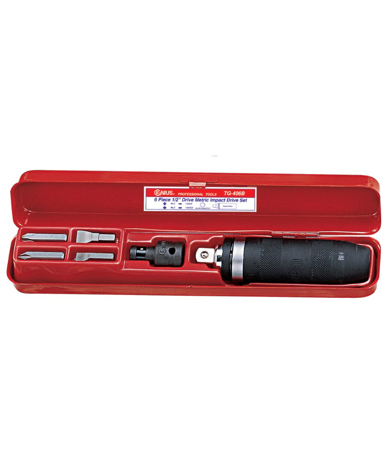 Kalamas atsuktuvas su 4 antgaliais 1/2" (TG-406B, GENIUS)