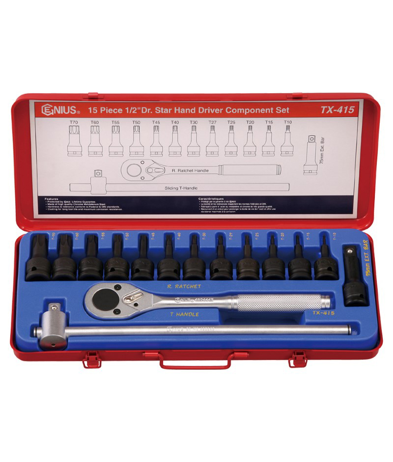 Įrankių komplektas lagamine 15 vnt, Genius, Tx-415