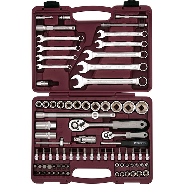 Įrankių komplektas 1/4"+1/2" DR, 82 vnt (UTS0082, THORVIK)