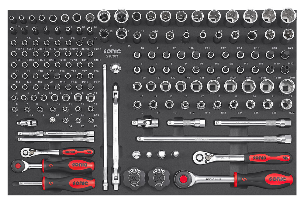 Įrankių komplektas į vežimėlį 163vnt., Sonic Equipment (216303, SONIC)