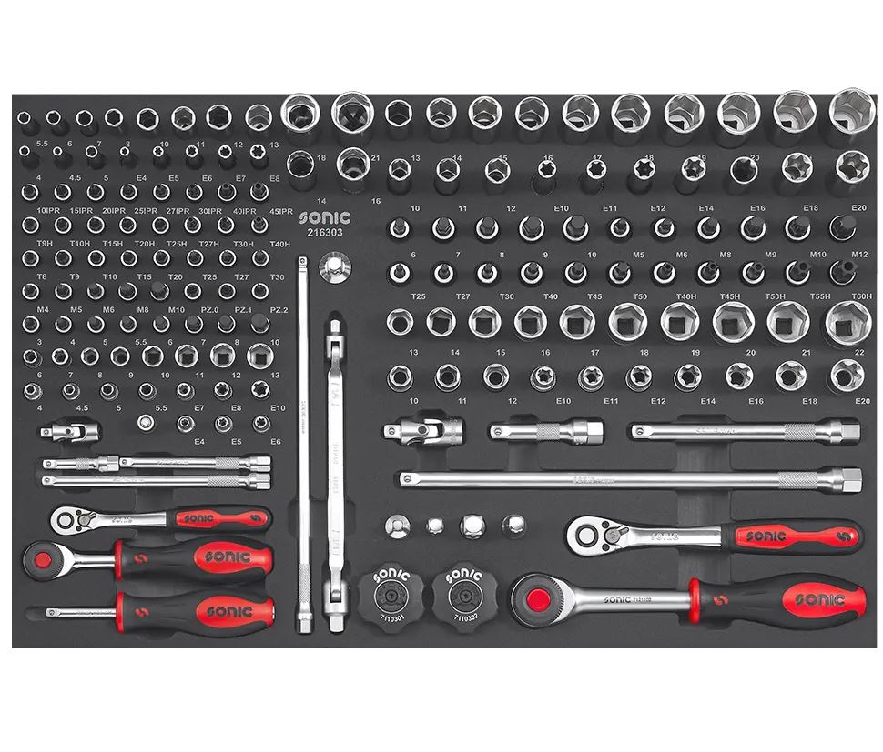 Įrankių komplektas į vežimėlį, 163vnt., 216303, SONIC EQUIPMENT 