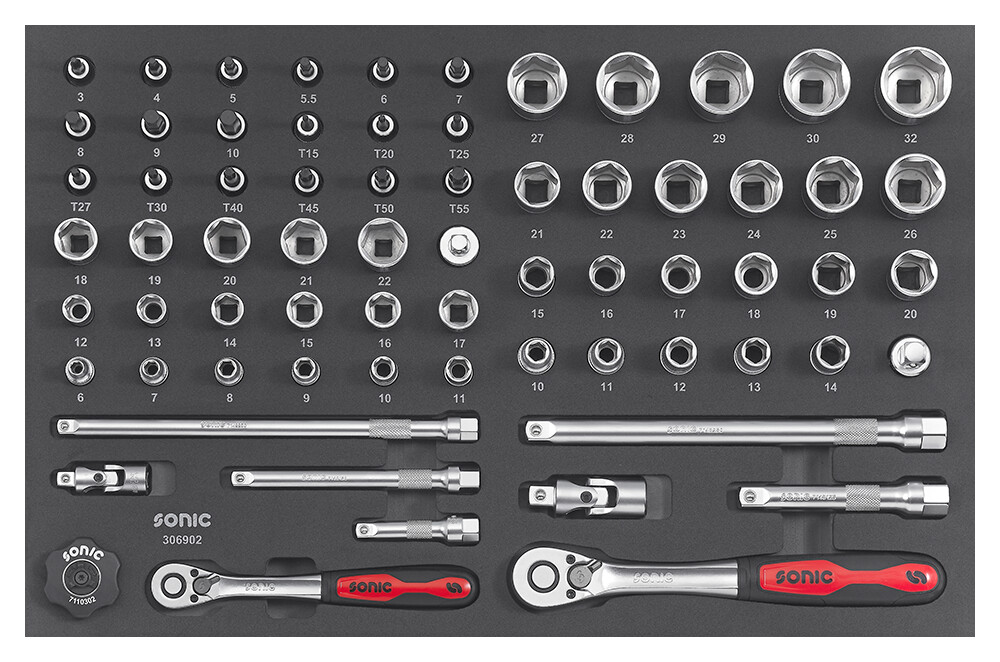 Combination set 3/8" and 1/2" SFS-M 69-pcs. (306902, SONIC)