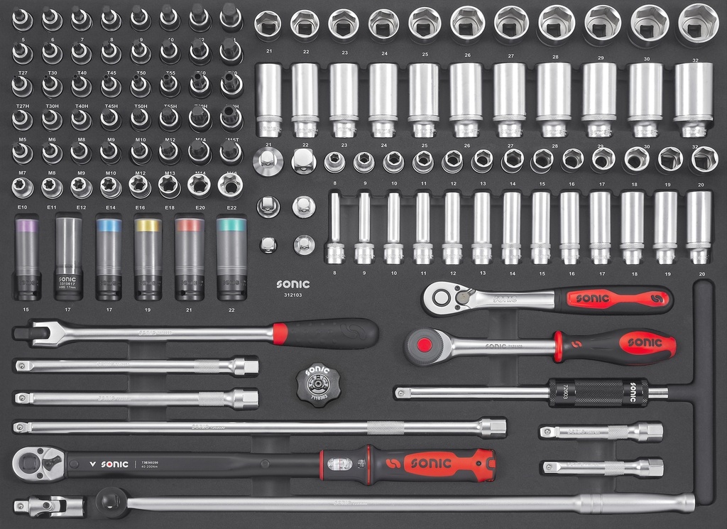 Combination set 1/2" SFS-XL 121-pcs. (312103, SONIC)