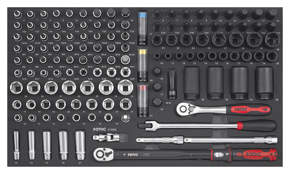 Combination socket set 1/2" SFS-L, 136 pcs, Sonic Equipment (313602, SONIC)