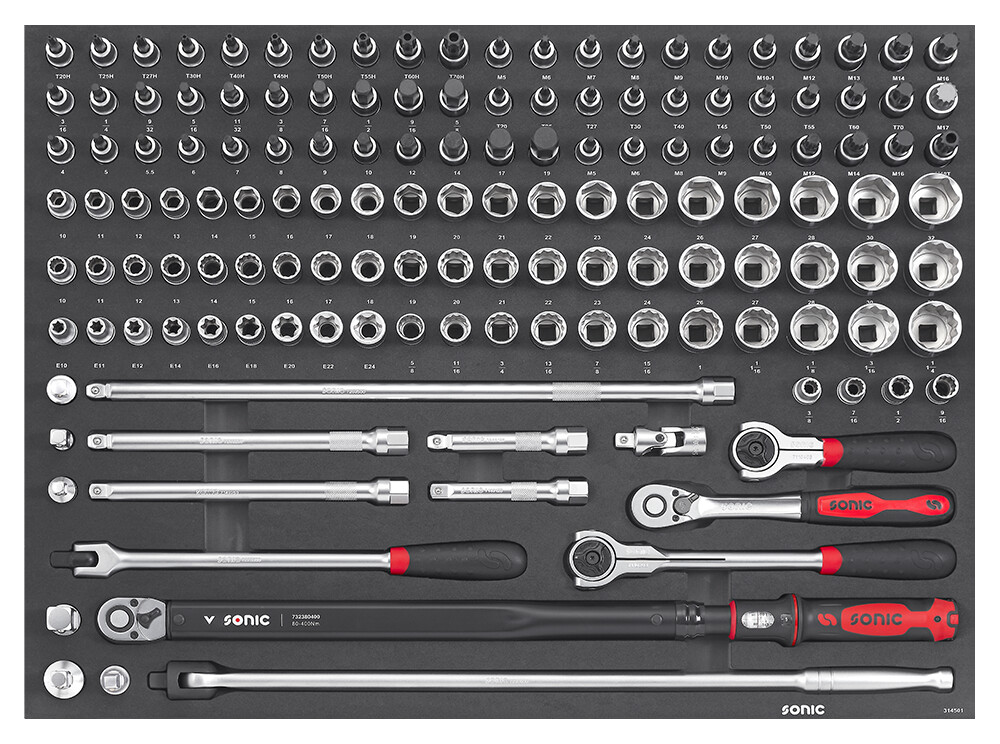 Kombinuotas galvučių rinkinys 1/2" SFS-XL, 145 vnt. (314501, SONIC)