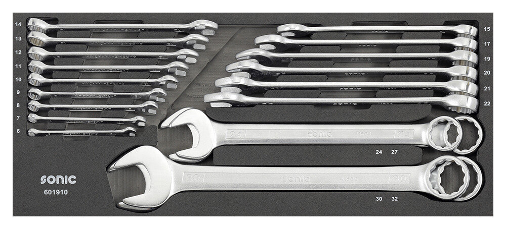 Kombinuotas galvučių rinkinys 1/4" ir 3/8" SFS-XS, 19 vnt. (601910, SONIC)