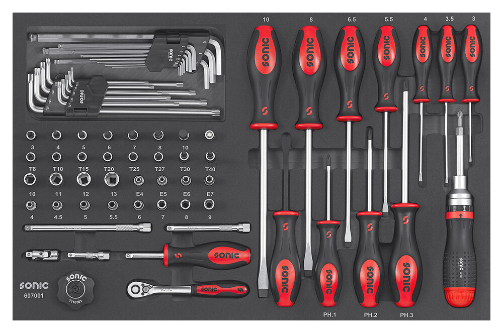 Screwdriver set 1/4" SFS-M 70-pcs. (607001, SONIC)