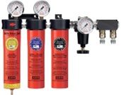 Trijų dalių suspausto oro filtras su slėgio reguliatoriumi bei aktyvintos anglies filtru. Sata 0/284. 