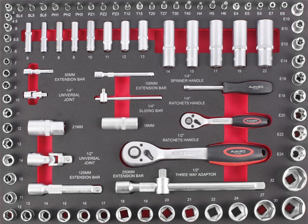 Įrankių komplektas į vežimėlius, 87 vnt., AQ7002, AutoEQ