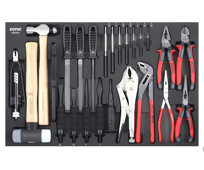 Įrankių komplektas į vežimėlį, 25 vnt., 602503, SONIC EQUIPMENT 